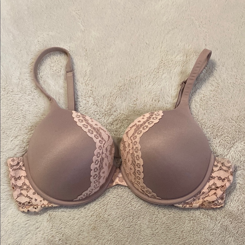 Victoria’s Secret Lace Trimmed Bra in Taupe